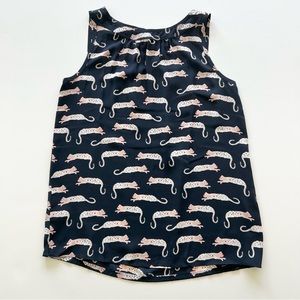 Loft Outlet Blue and Pink Cheetah Blouse, Extra Small